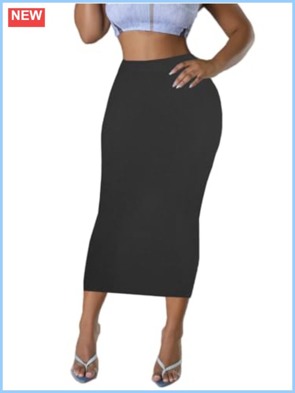 Women's Long Midi Pencil Skirt High Waisted Bodycon Y2K Tight Club